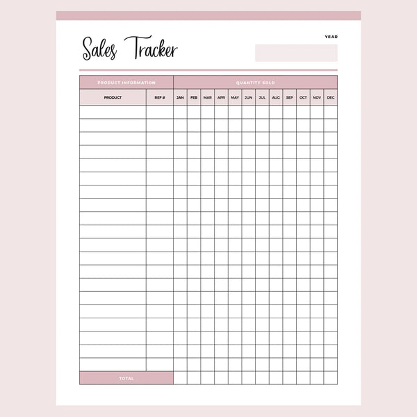 Monthly Sales Tracker Printable