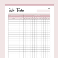 Monthly Sales Tracker Printable - Pink