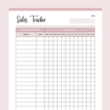 Monthly Sales Tracker Printable - Pink