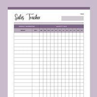 Monthly Sales Tracker Printable - Purple
