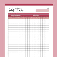 Monthly Sales Tracker Printable - Red