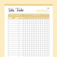 Monthly Sales Tracker Printable - Yellow