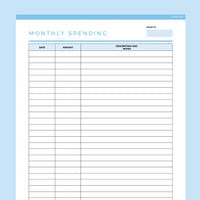 Monthly Spending Tracker Editable - Dark Blue
