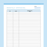 Monthly Spending Tracker Editable - Dark Blue