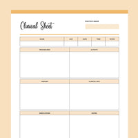 Nursing Clinical Sheet Printable - Orange