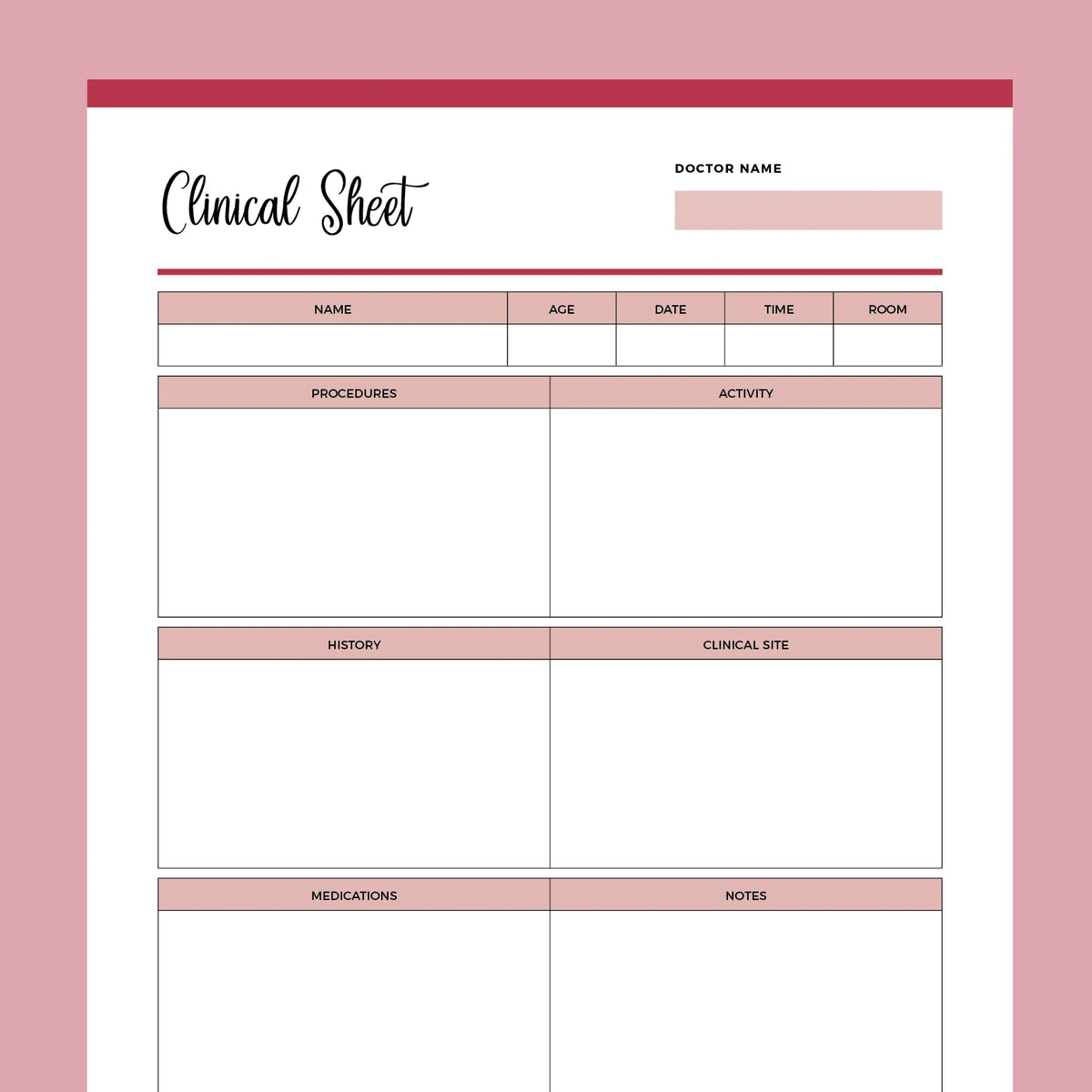 Nursing Clinical Sheet Printable | Instant Download PDF – Plan Print Land