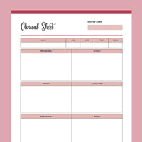 Nursing Clinical Sheet Printable - Red