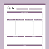 Nursing Disorder Template Printable - Purple