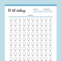 Printable 10 Dollar Bill Savings Challenge - Blue