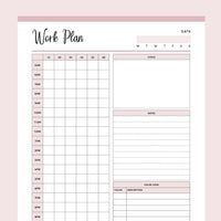 Printable 10 Minute Work Plan - Pink