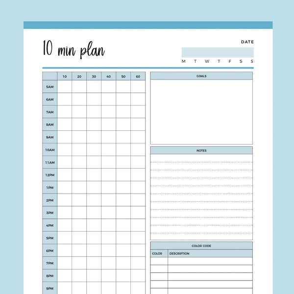 Printable 10 Minutes Planner | Instant Download PDF | A4 and US Letter – Plan Print Land printable-10-minutes-planner-instant-download-pdf-a4-and-us-letter-plan-print-land