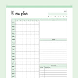 Printable 10 Minutes Planner - Green