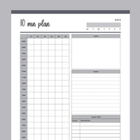 Printable 10 Minutes Planner - Grey