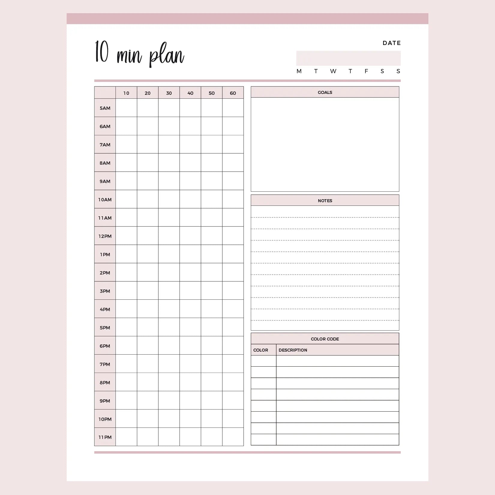 Printable 10 Minutes Planner | Instant Download PDF | A4 and US Letter – Plan Print Land printable-10-minutes-planner-instant-download-pdf-a4-and-us-letter-plan-print-land