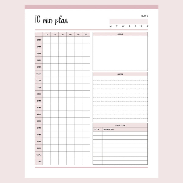 Printable 10 Minutes Planner
