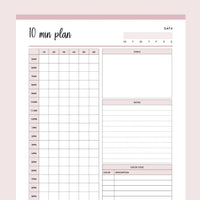 Printable 10 Minutes Planner - Pink