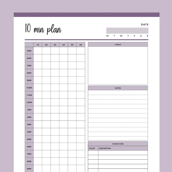Printable 10 Minutes Planner | Instant Download PDF | A4 and US Letter – Plan Print Land printable-10-minutes-planner-instant-download-pdf-a4-and-us-letter-plan-print-land