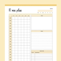 Printable 10 Minutes Planner - Yellow