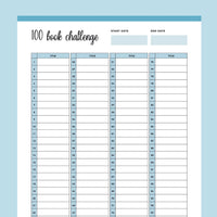 Printable 100 Book Challenge - Blue