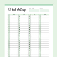 Printable 100 Book Challenge - Green