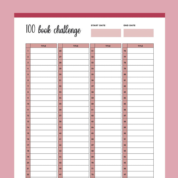 Printable 100 Book Challenge | Instant Download PDF | A4 and US Letter – Plan Print Land printable-100-book-challenge-instant-download-pdf-a4-and-us-letter-plan-print-land