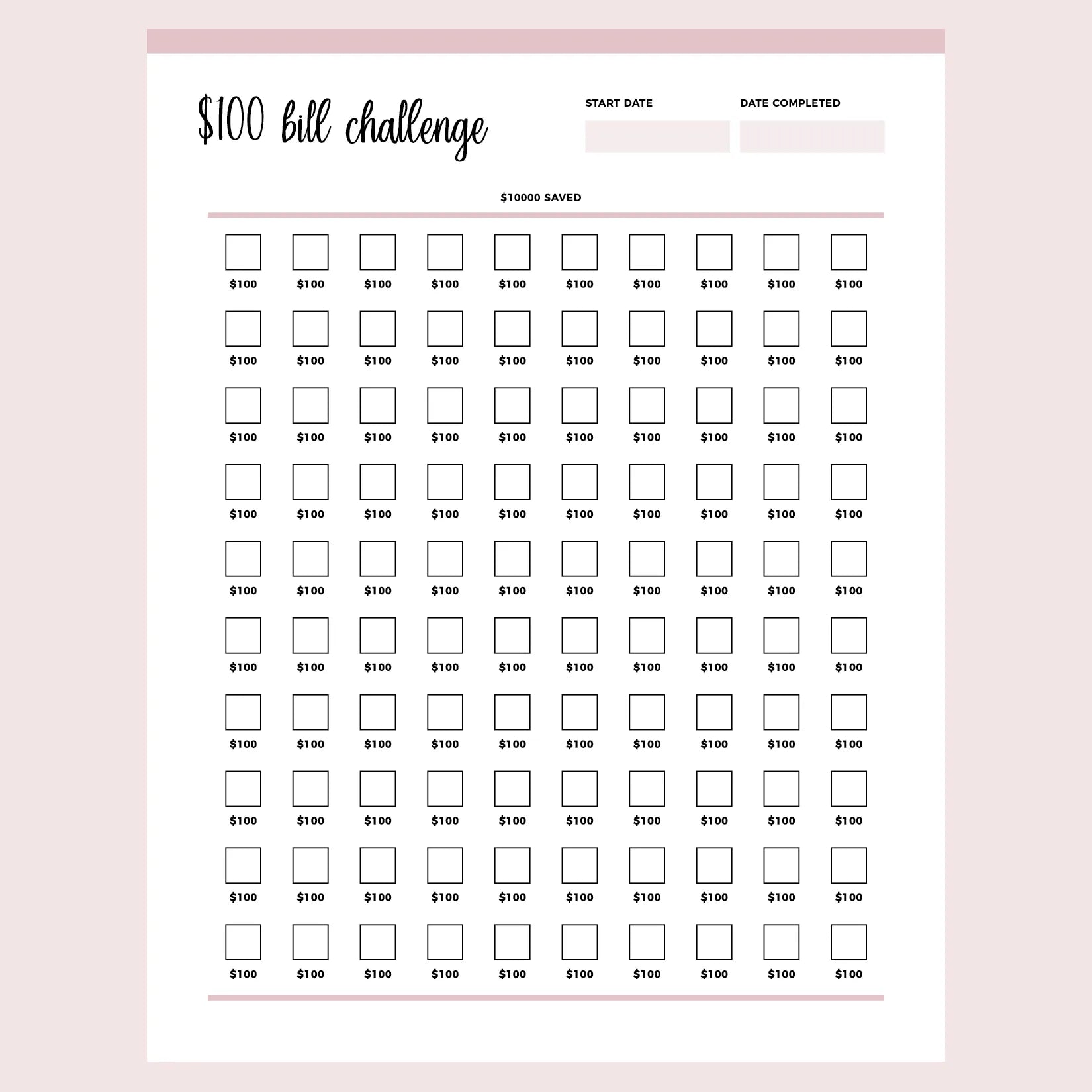 Printable 100 Dollar Bill Savings Challenge – Plan Print Land printable-100-dollar-bill-savings-challenge-plan-print-land