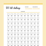Printable 100 Dollar Bill Savings Challenge - Yellow