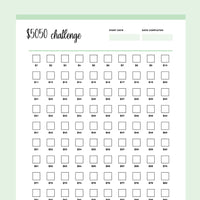 Printable 100 Envelope Savings Challenge - Green