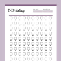 Printable 100 Envelope Savings Challenge - Purple