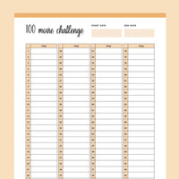 Printable 100 Movie Challenge - Orange