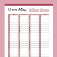 Printable 100 Movie Challenge - Red