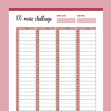 Printable 100 Movie Challenge - Red