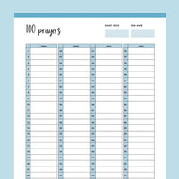 Printable 100 Prayer Challenge - Blue