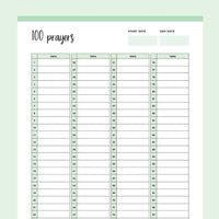 Printable 100 Prayer Challenge - Green