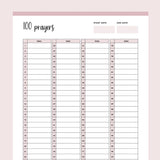 Printable 100 Prayer Challenge - Pink