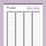 Printable 100 Prayer Challenge - Purple