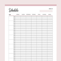 Printable 15 Minute Schedule - Pink