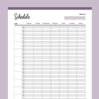 Printable 15 Minute Schedule - Purple