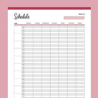 Printable 15 Minute Schedule - Red