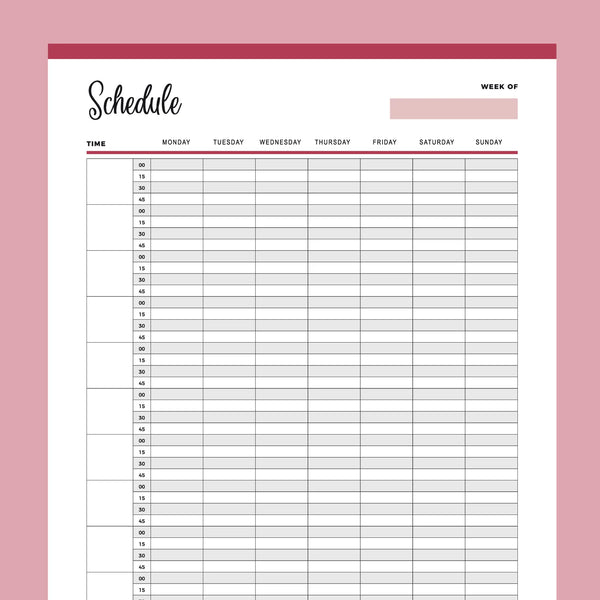 Printable 15 Minute Schedule | Instant Download PDF | A4 and US Letter – Plan Print Land printable-15-minute-schedule-instant-download-pdf-a4-and-us-letter-plan-print-land