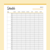 Printable 15 Minute Schedule - Yellow