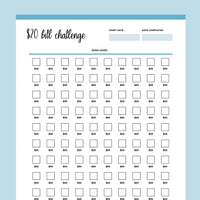 Printable 20 Dollar Bill Savings Challenge - Blue
