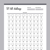 Printable 20 Dollar Bill Savings Challenge - Grey