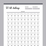 Printable 20 Dollar Bill Savings Challenge - Grey