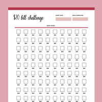 Printable 20 Dollar Bill Savings Challenge - Red