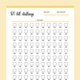 Printable 20 Dollar Bill Savings Challenge - Yellow