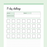 Printable 4 Week 28 Day Challenge - Green