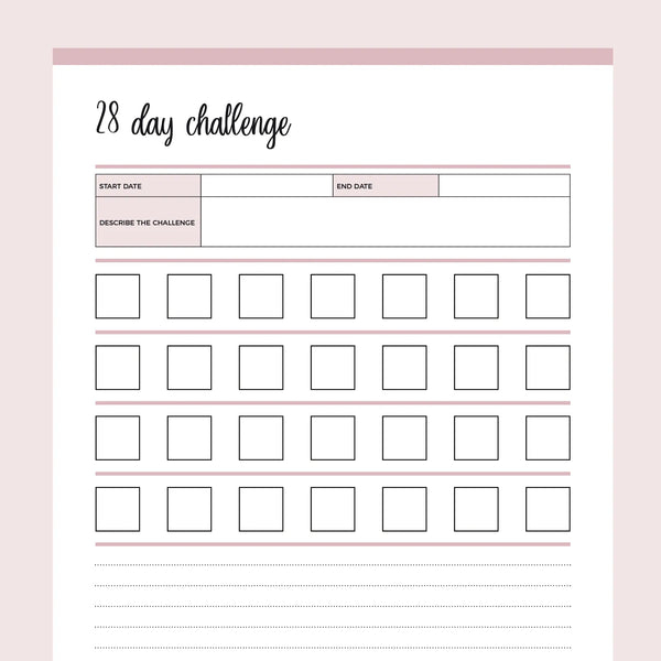 Printable 4 Week 28 Day Challenge | Instant Download PDF | 8 Colors – Plan Print Land printable-4-week-28-day-challenge-instant-download-pdf-8-colors-plan-print-land