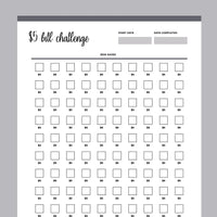 Printable 5 Dollar Bill Challenge - Grey
