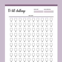 Printable 5 Dollar Bill Challenge - Purple